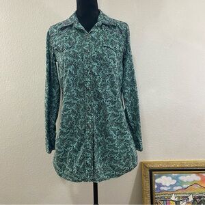 Ryan Michael‎ Teal Paisley Long Sleeve Shirt, Snaps, Western, Cottagecore